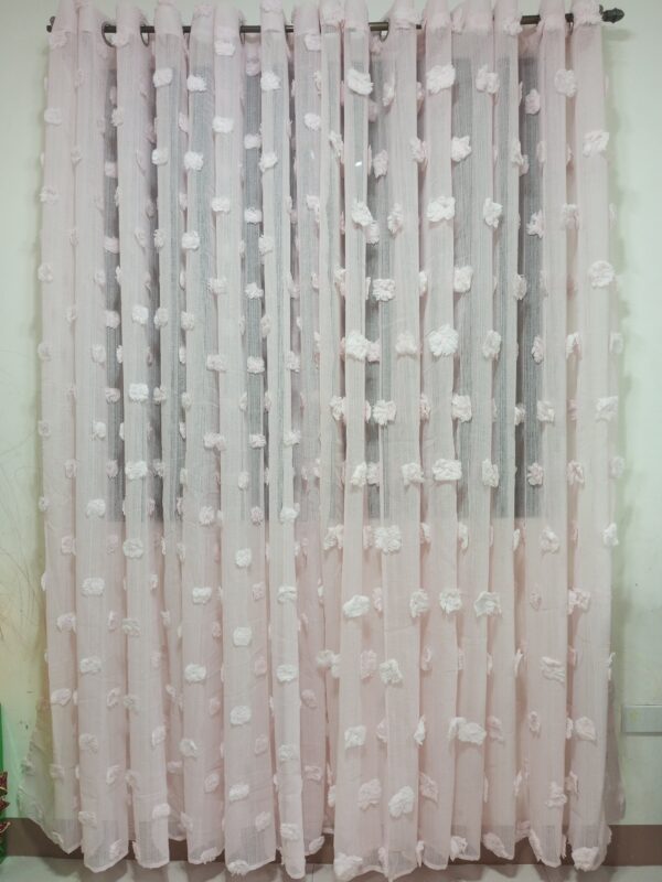 Baby Pink Clouds Sheer Curtain 7ft